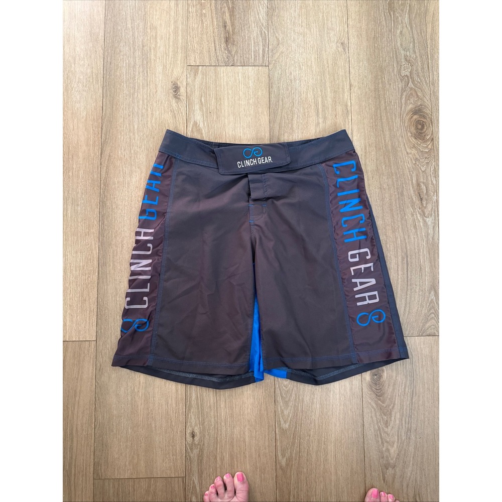 Clinch Gear MMA Fight Shorts Mens 32 Charcoal Grey Blue Grappling Board Shorts
